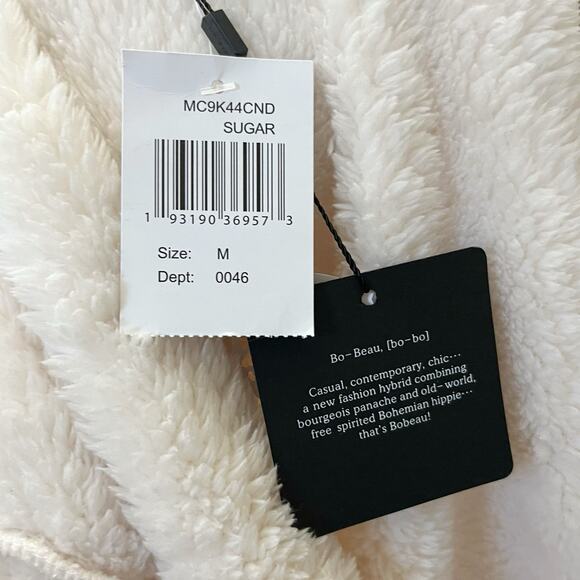 Bobeau Faux Fur Draped Cardigan Medium Cozy Casual Loungewear Snap Asymmetrical - Picture 7 of 9